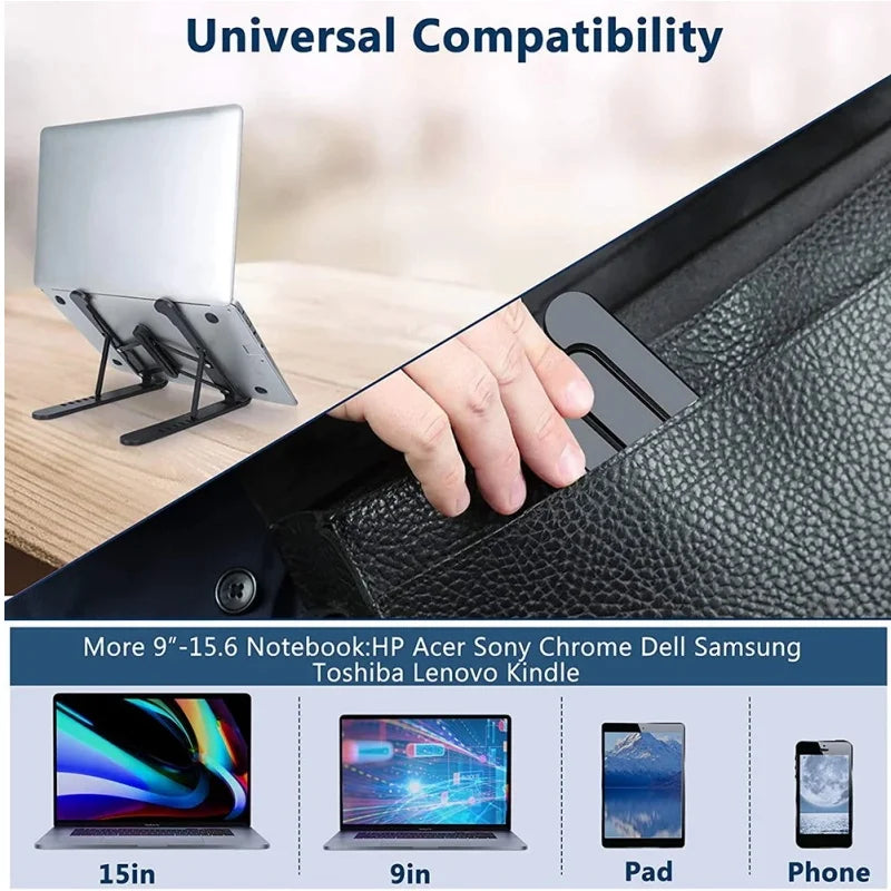 Suporte universal para laptop, com ângulo ajustável, estável, portátil e dobrável