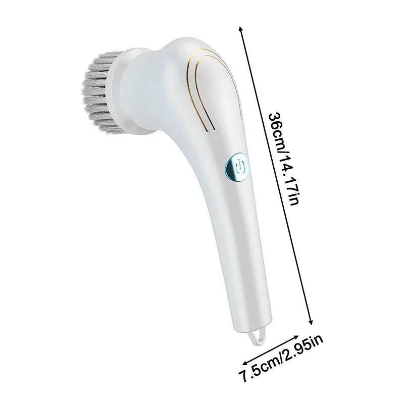 Escova de limpeza elétrica multifuncional, acessório para lava-louças, limpador de banheiro, carregamento USB, 5 em 1