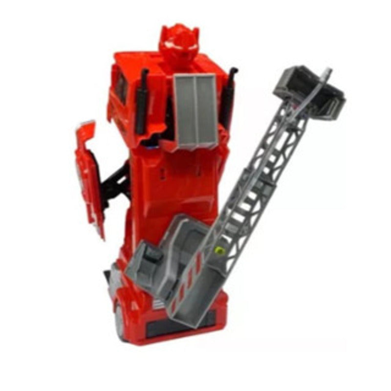 Caminhão de bombeiros vermelho com jato de água, efeitos sonoros e luminosos.