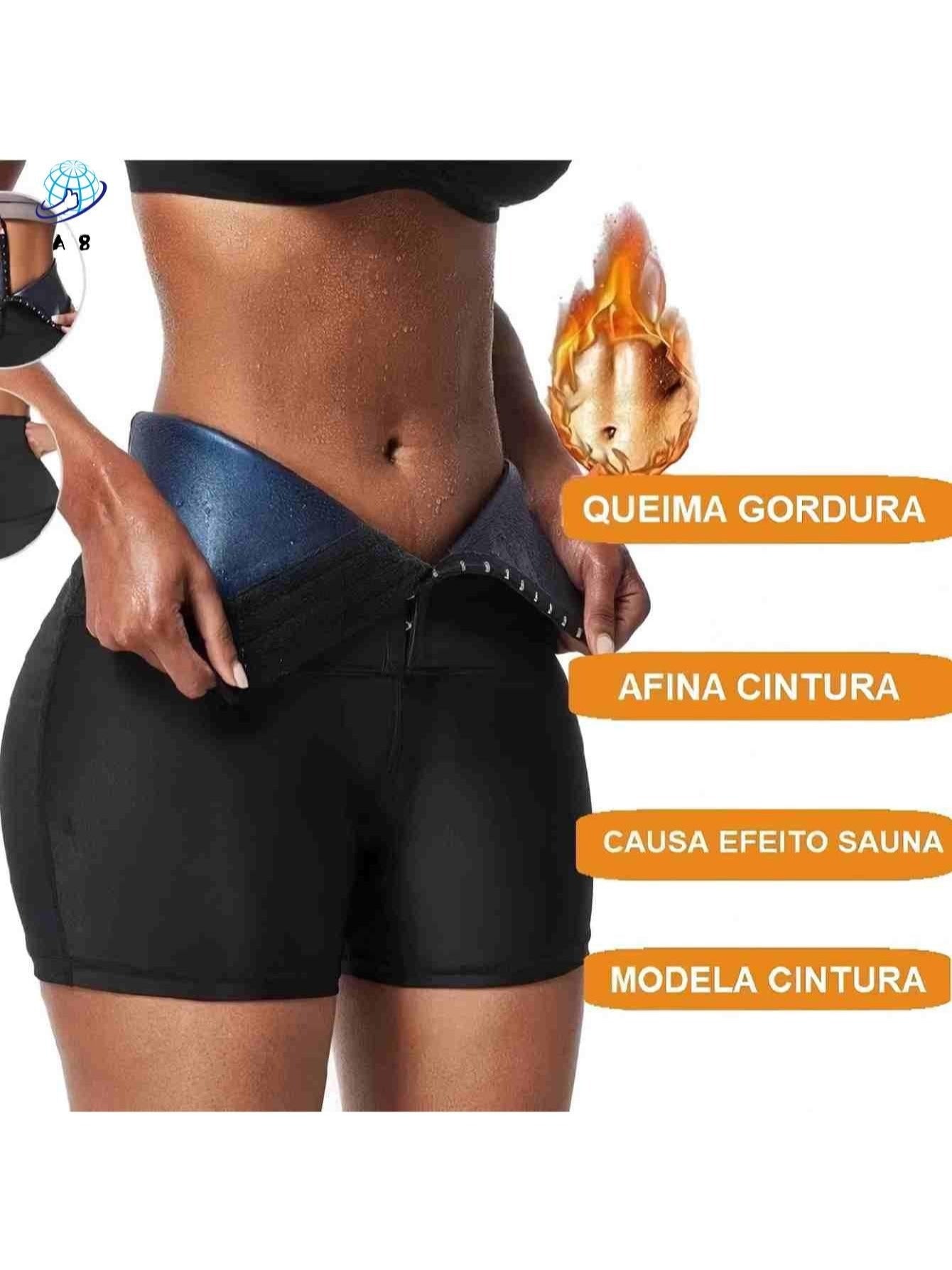 Short Legging Sauna Feminina de Cintura Alta