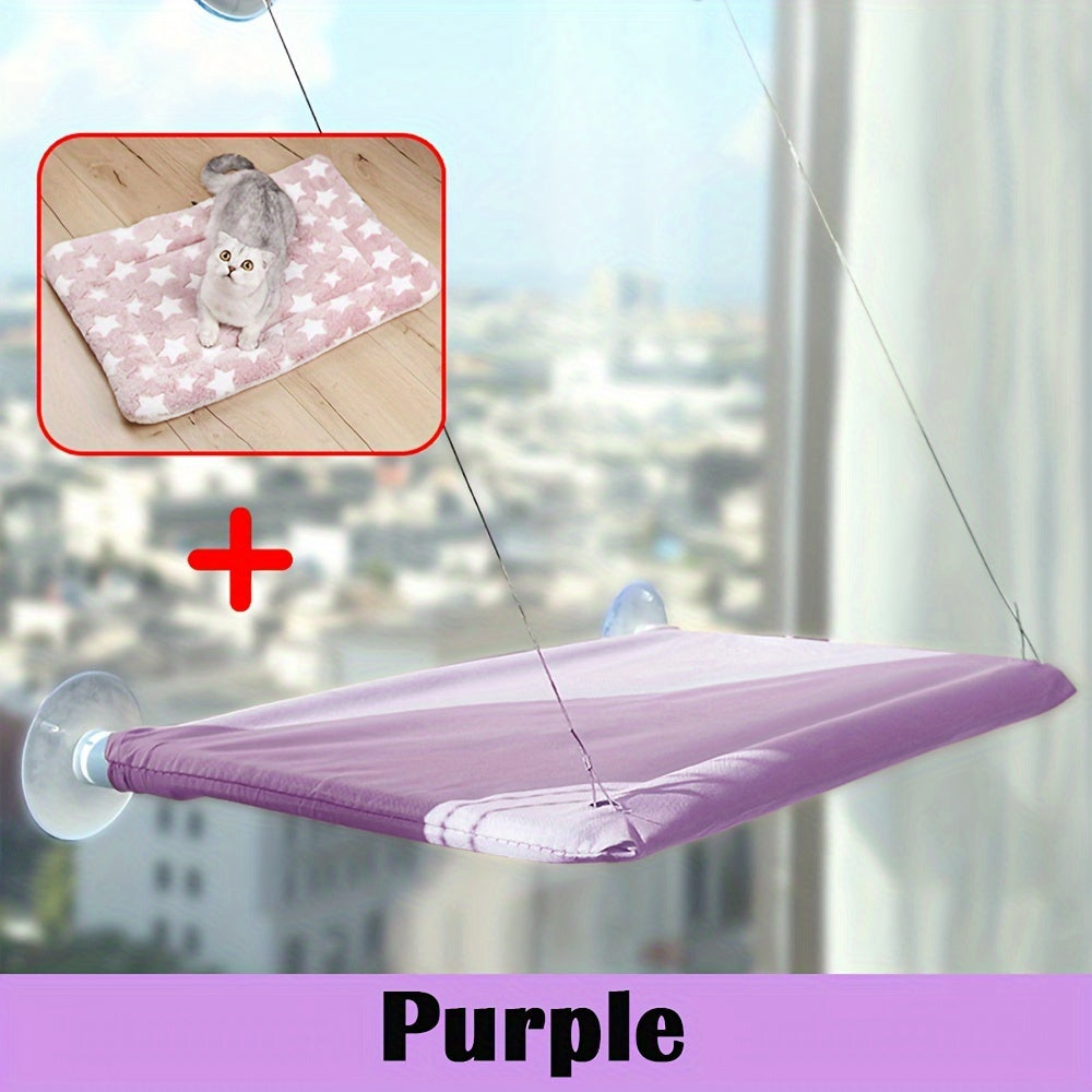 Poleiro de janela confortável para gatos - Cama tipo rede aconchegante para gatos, montada na janela.