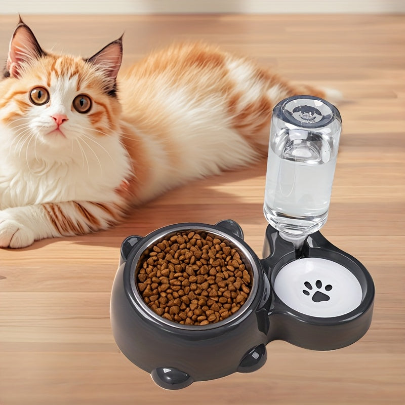 Tigela dupla para animais de estimação em aço inoxidável