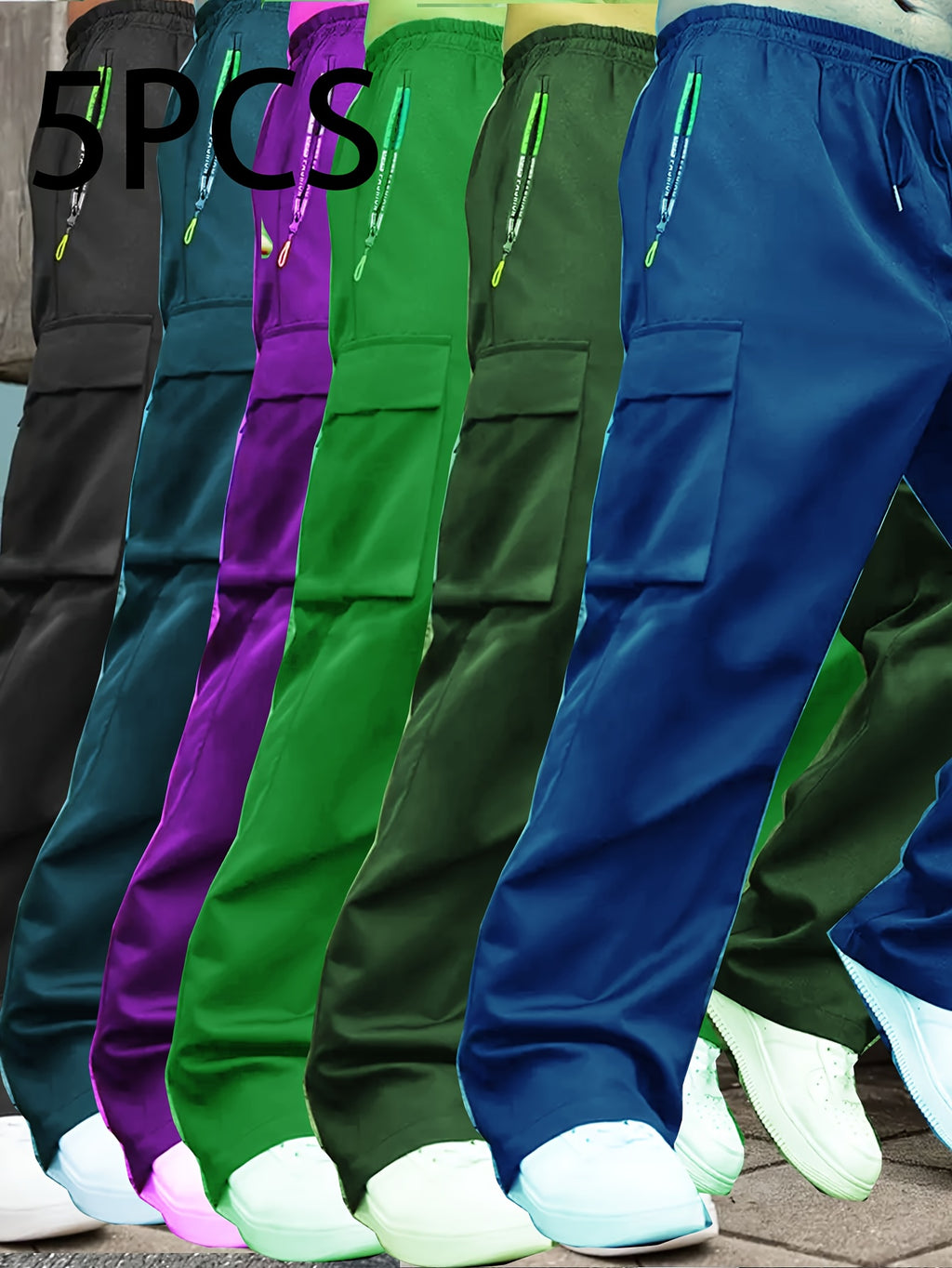 Calça Masculina Reforçada com Bolsos com Zíper – Poliéster Levemente Elástico