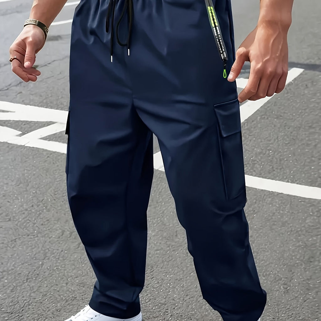 Calça Masculina Reforçada com Bolsos com Zíper – Poliéster Levemente Elástico