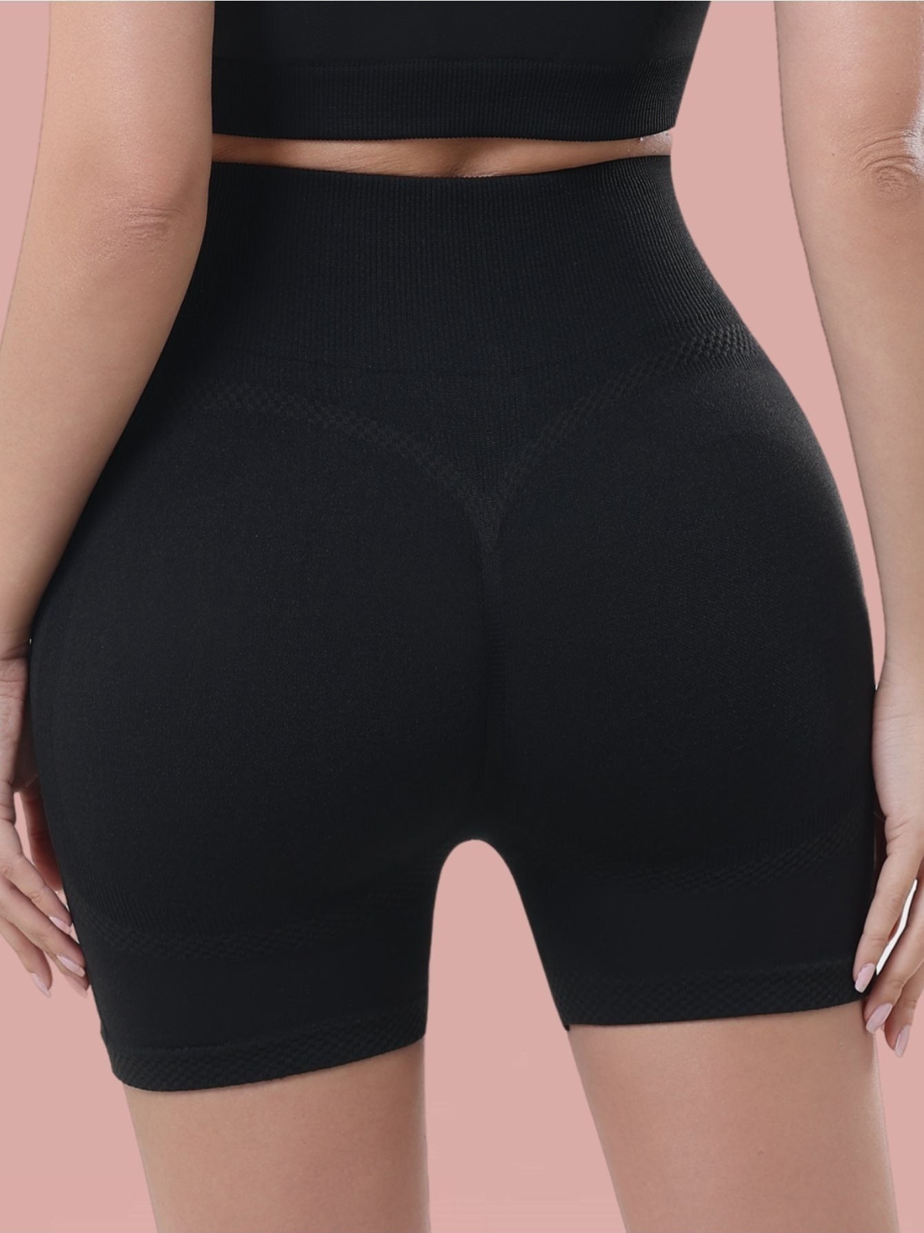 Shorts fitness sem costura de cintura alta