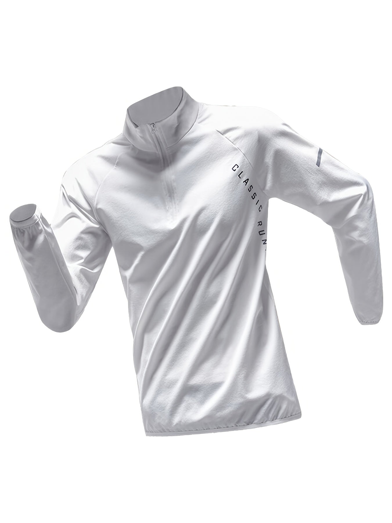 Camiseta Esportiva Masculina de Manga Comprida com Meio Zíper