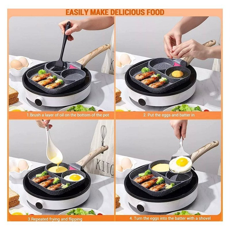 Frigideira antiaderente com cabo de madeira