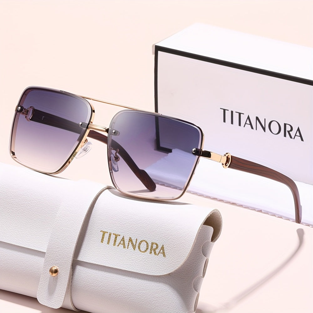 Óculos de metal para homens e mulheres com um estilo vintage atempora, com armação em policarbonato que imita a textura da madeira.