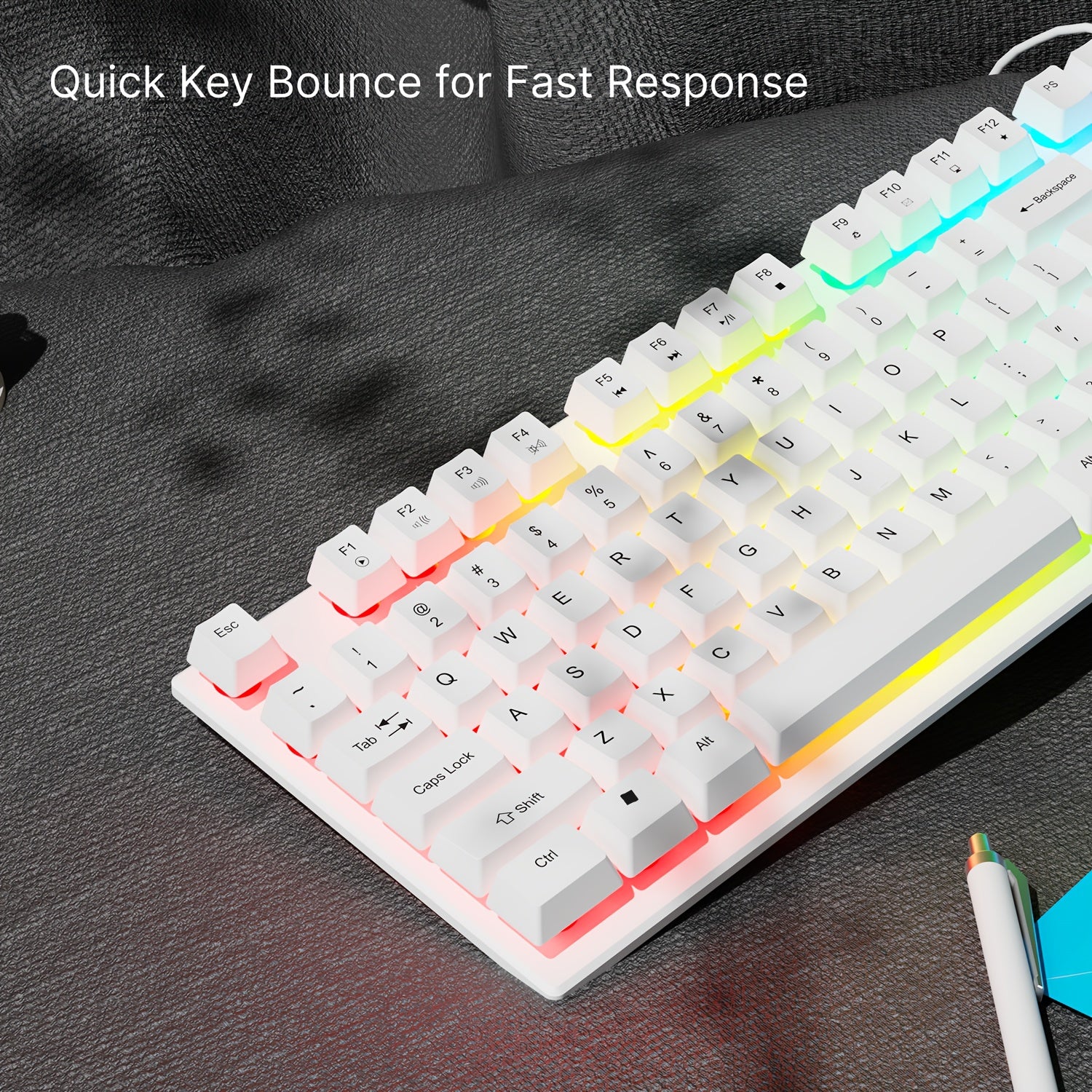 Teclado Gamer com Fio Silencioso EWEADN com 104 Tecla