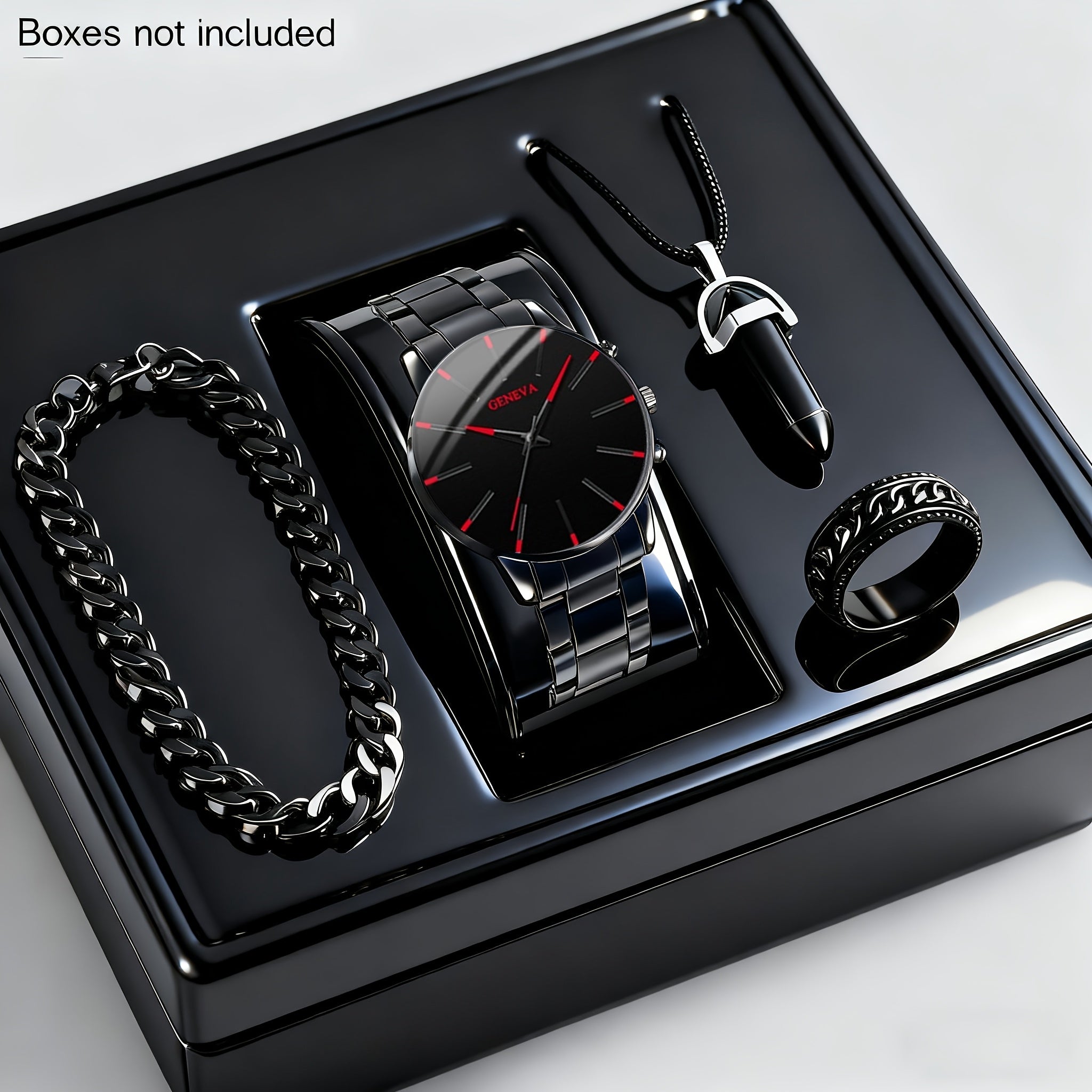 Conjunto de 4 peças de relógios de quartzo redondos masculinos