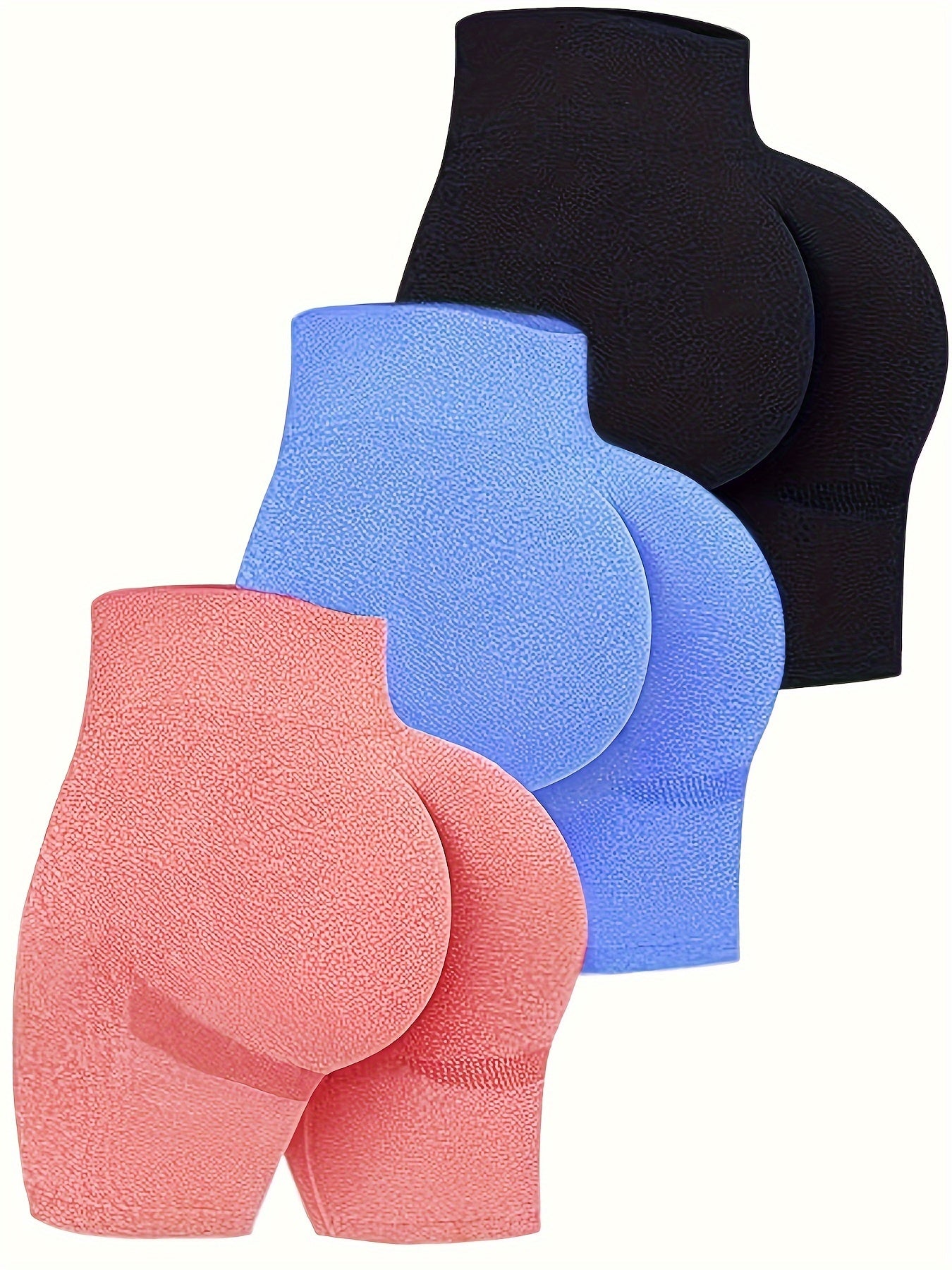 Conjunto de 3 Shorts Ciclistas Sem Costura em Cor Sólida