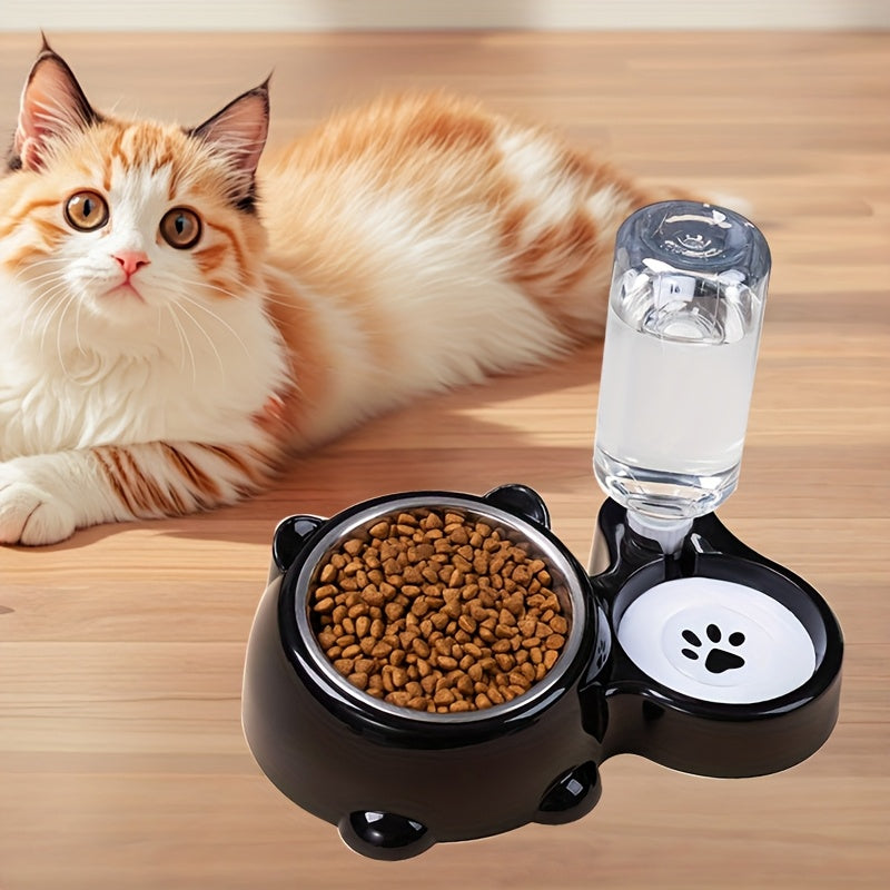 Tigela dupla para animais de estimação em aço inoxidável