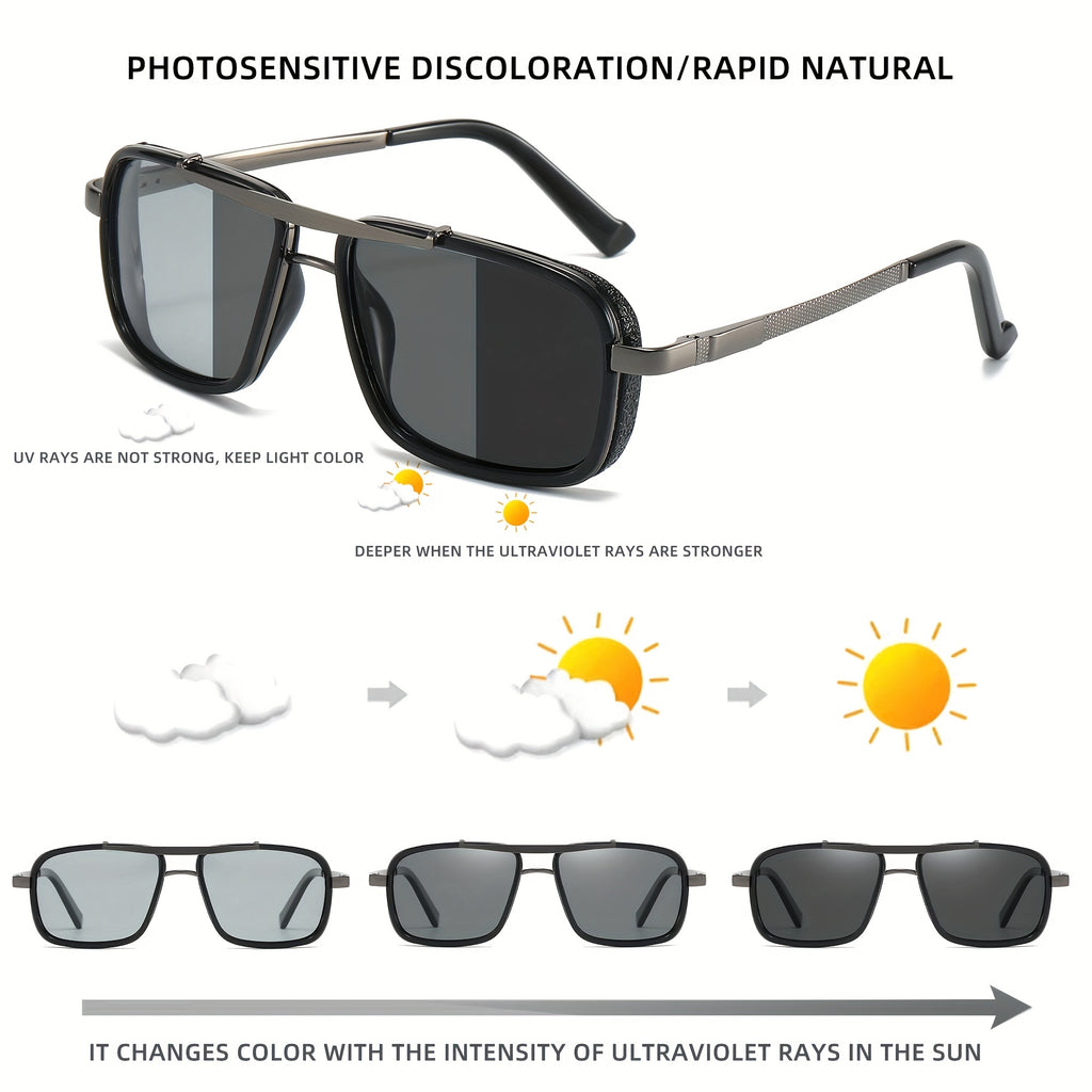 Óculos de Sol Masculinos RENEKTON com Lentes Polarizadas - Armação Quadrada - Aço Inoxidável, Lentes TAC - Inclui Estojo Preto Elegante, Renekton