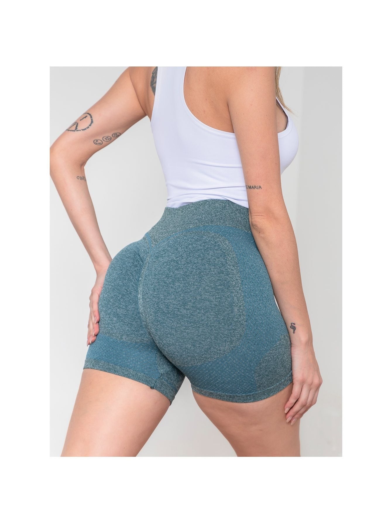 Shorts de ginástica femininos de cintura alta com compressão que levantam o bumbum