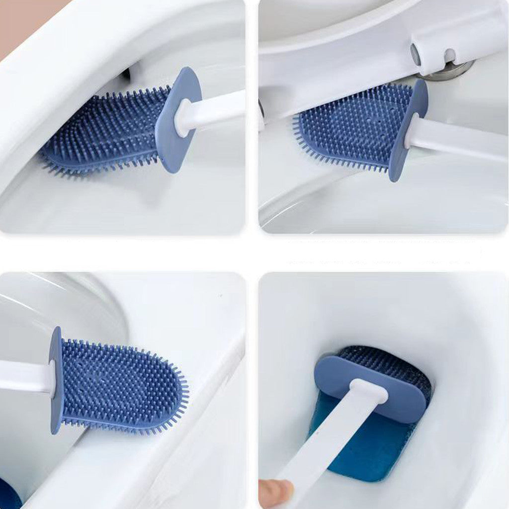 Escova de silicone 2 em 1 para vaso sanitário - Base para banheiro privativo, alta eficiência