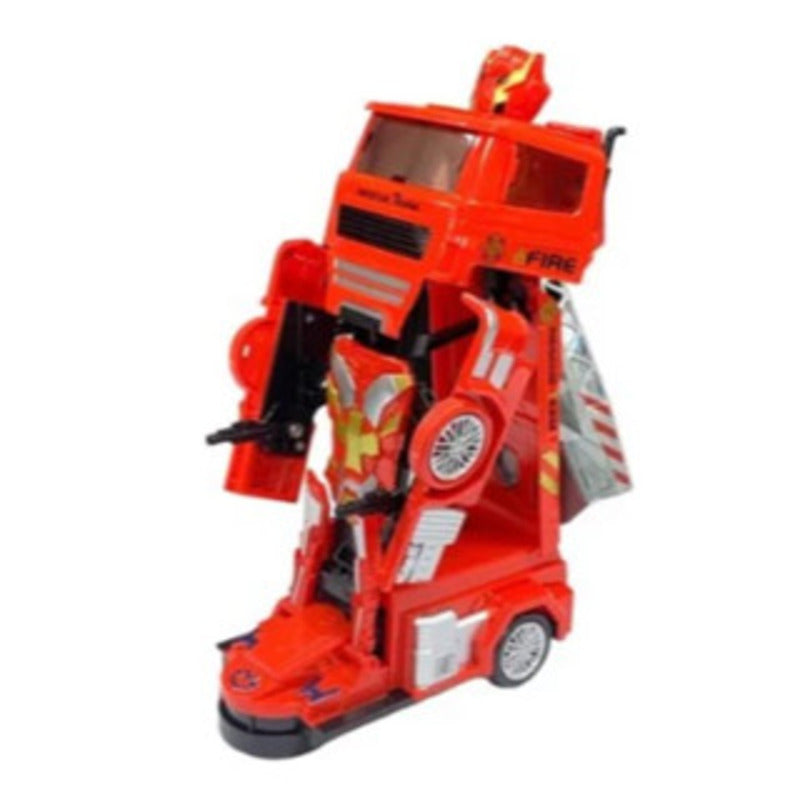 Caminhão de bombeiros vermelho com jato de água, efeitos sonoros e luminosos.