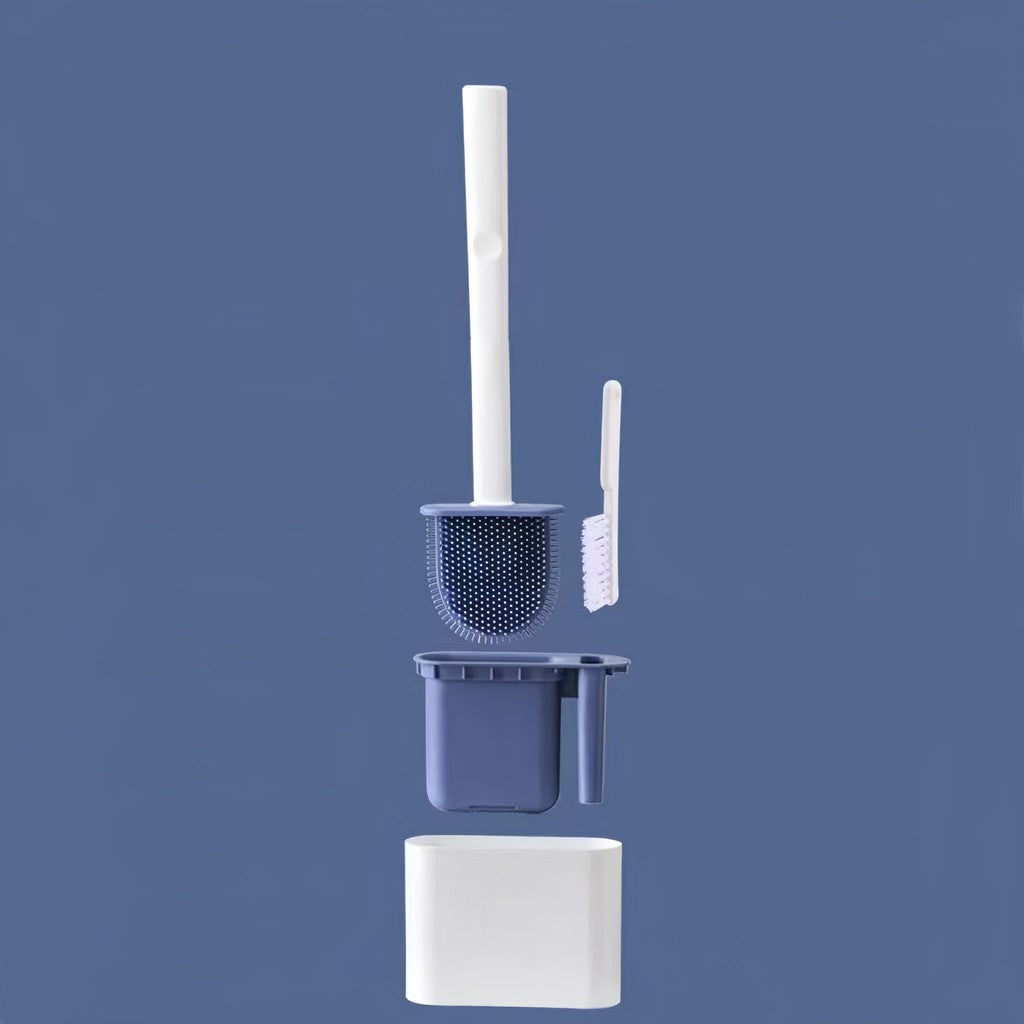 Escova de silicone 2 em 1 para vaso sanitário - Base para banheiro privativo, alta eficiência