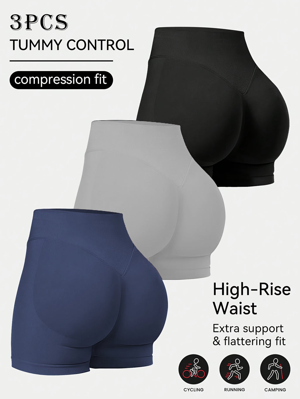 Conjunto de 3 shorts de treino femininos,