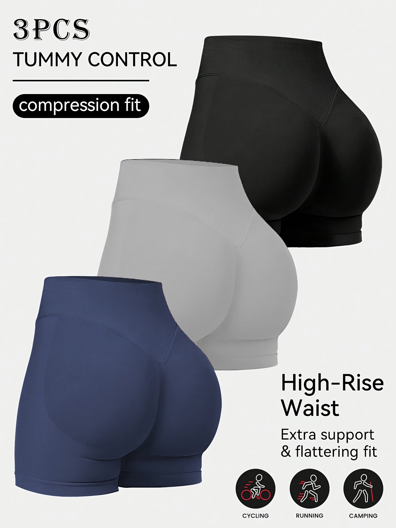 Conjunto de 3 shorts de treino femininos,