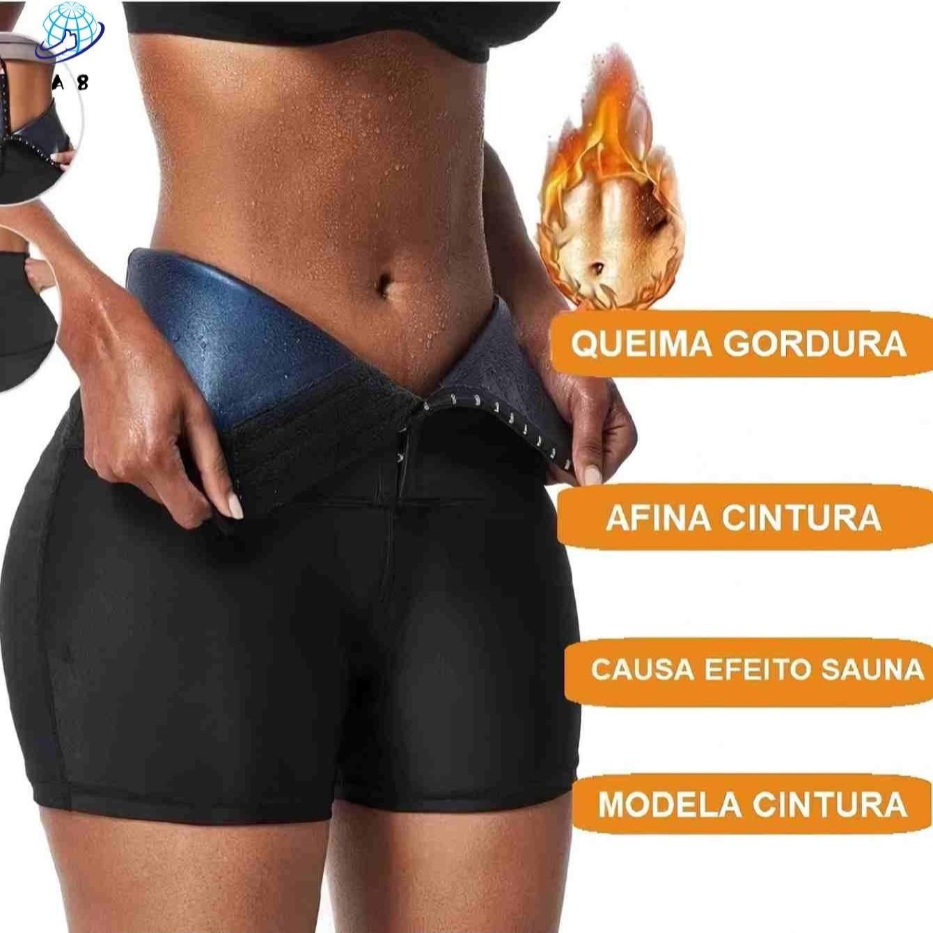 Short Legging Sauna Feminina de Cintura Alta