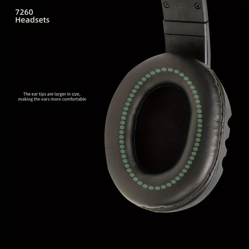 Fone de ouvido para jogos 7260 | Arco de cabeça ajustável, almofadas auriculares confortáveis, com fio, conector de 3,5 mm, controle de mídia, leve - BAO SHI FENG