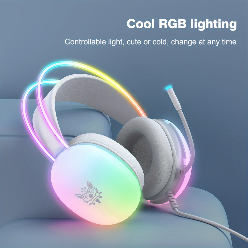 Fones de ouvido para jogos ONIKUMA X25 com microfone | Iluminação RGB completa, som surround 7.1 intra-auricular com redução de ruído, conector de 3,5 mm com fio para PS4, PS5, Xbox One e PC - Não compatível com USB