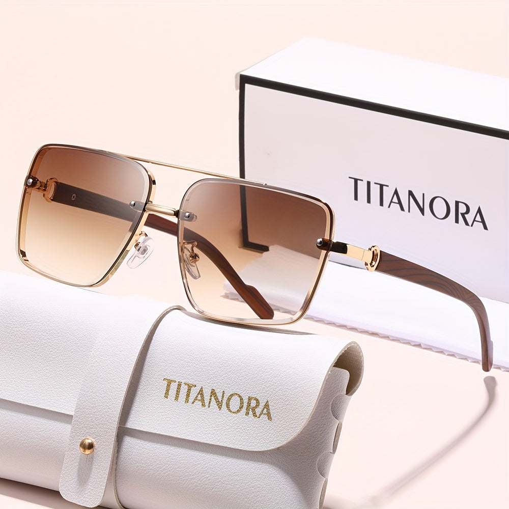 Óculos de metal para homens e mulheres com um estilo vintage atempora, com armação em policarbonato que imita a textura da madeira.