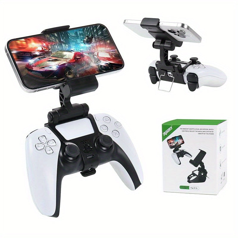 Suporte para celular para controle de PS5, clipe ajustável para jogos mobile compatível com o controle DualSense do PlayStation 5.