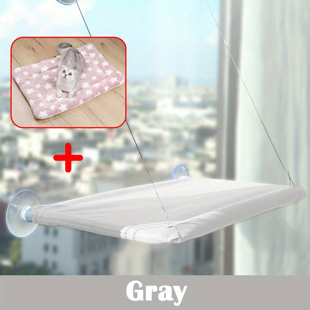 Poleiro de janela confortável para gatos - Cama tipo rede aconchegante para gatos, montada na janela.