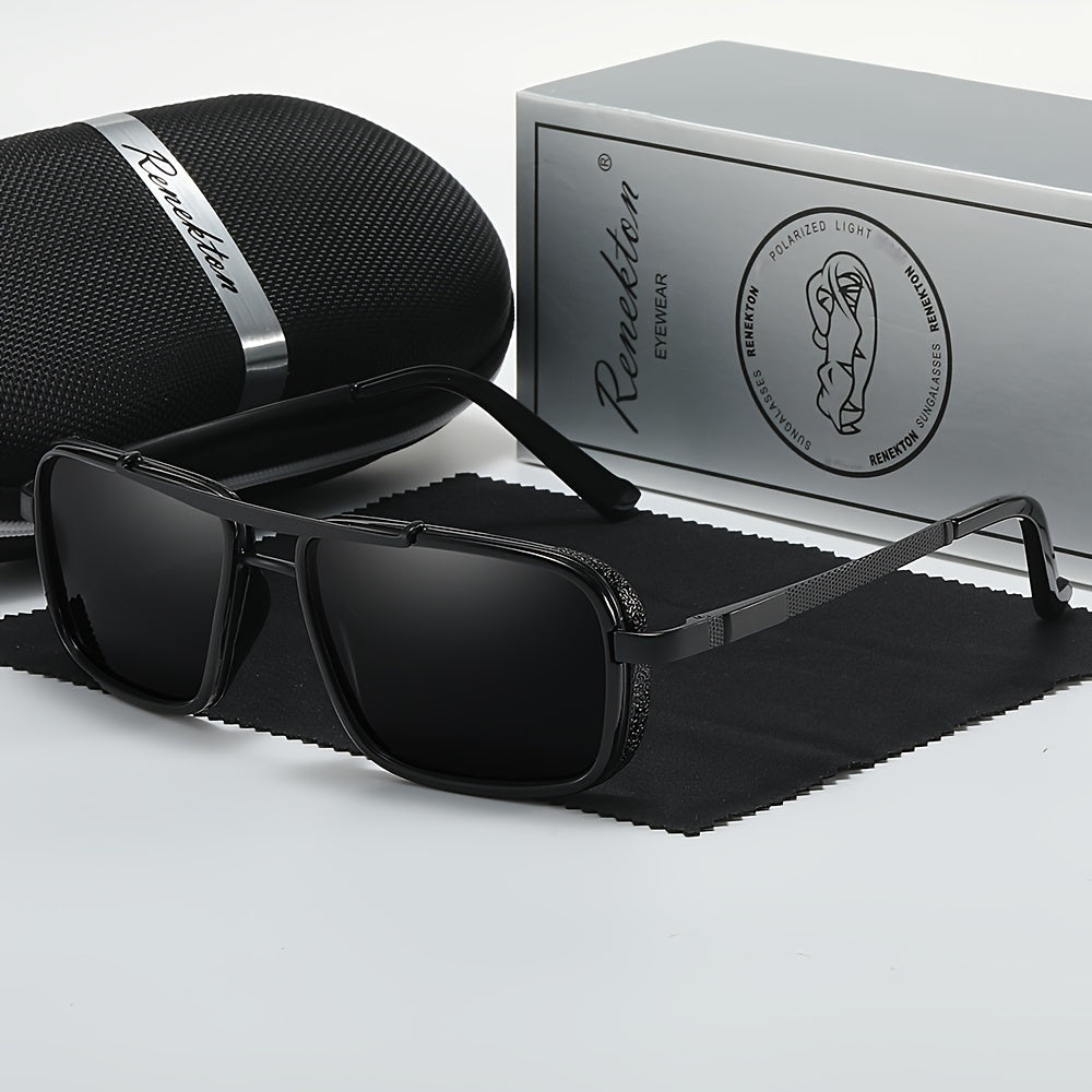 Óculos de Sol Masculinos RENEKTON com Lentes Polarizadas - Armação Quadrada - Aço Inoxidável, Lentes TAC - Inclui Estojo Preto Elegante, Renekton