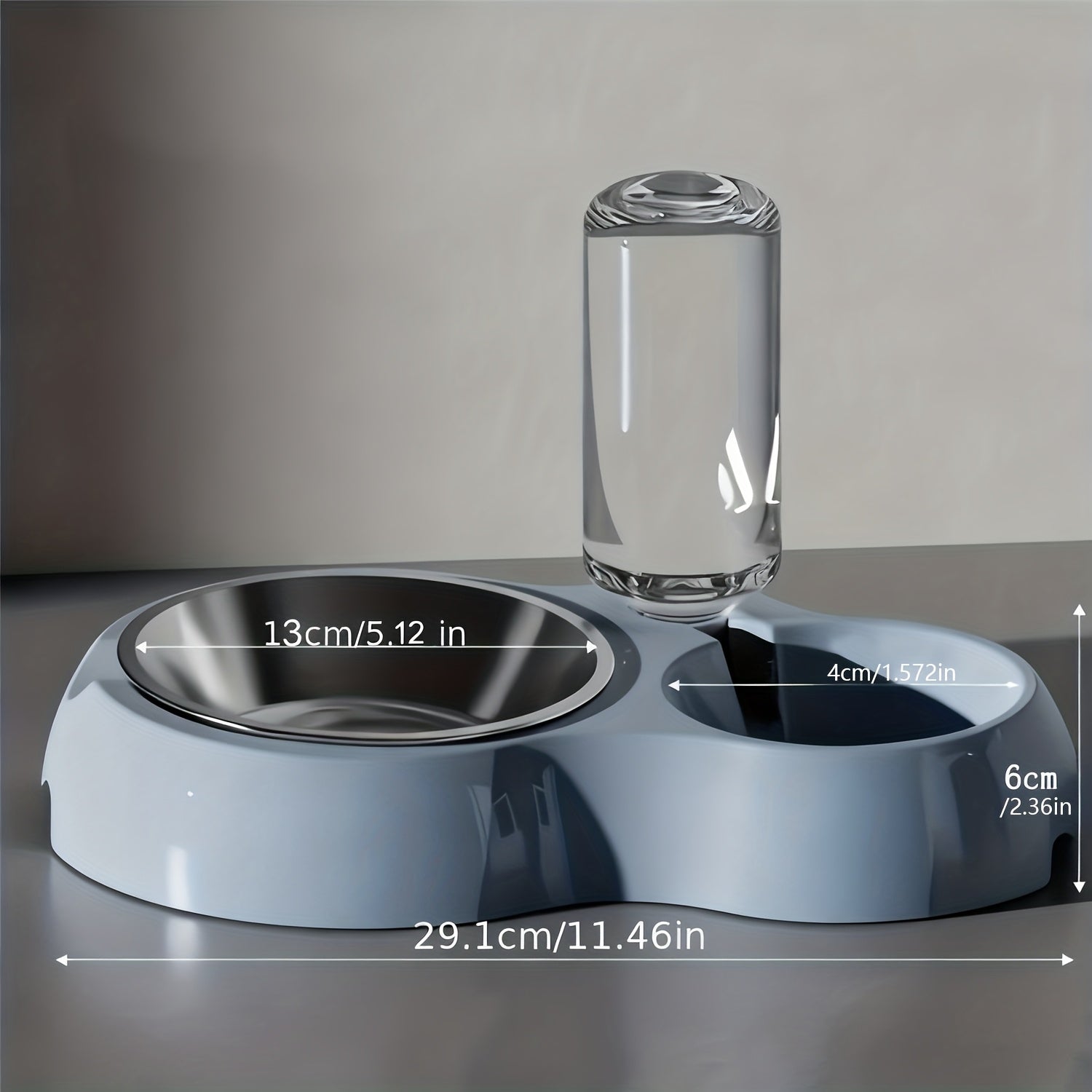 Tigela dupla para cães e gatos - Dispensador de água + comedouro, base antiderrapante e PP durável, fácil de limpar e que economiza espaço para gatos e cães de pequeno porte (sem necessidade de pilhas)