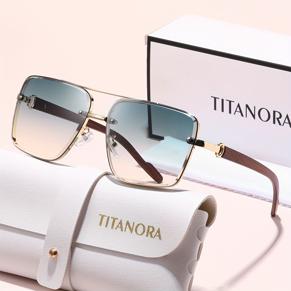 Óculos de metal para homens e mulheres com um estilo vintage atempora, com armação em policarbonato que imita a textura da madeira.