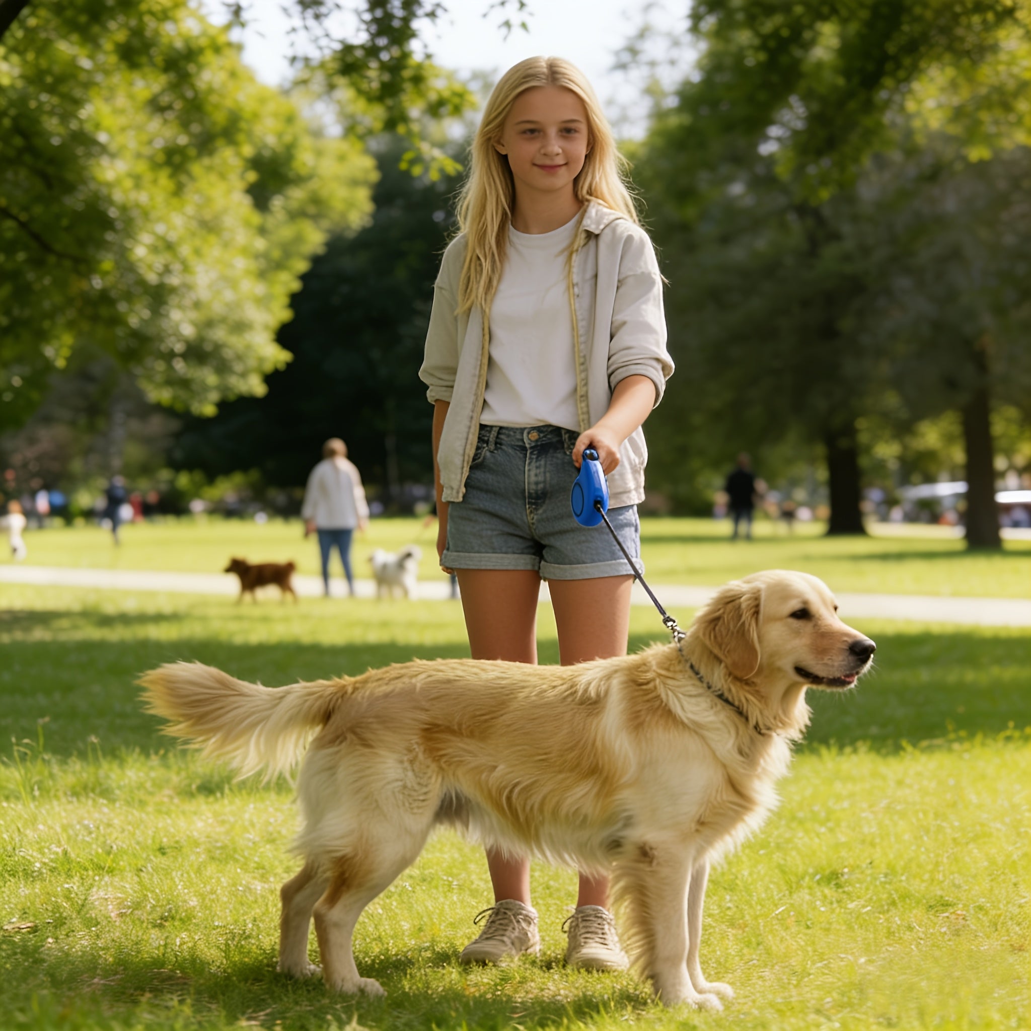 Guia retrátil automática para cães com estampa de bolinhas - Guia autorretrátil adequada para filhotes e cães, lavável na máquina - Ideal para passeios, treinamento e aventuras ao ar livre.