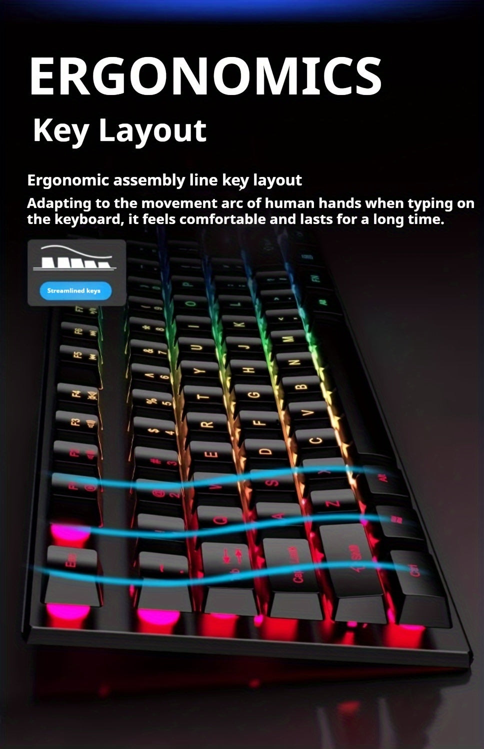 Teclado Gamer com Fio Silencioso EWEADN com 104 Tecla