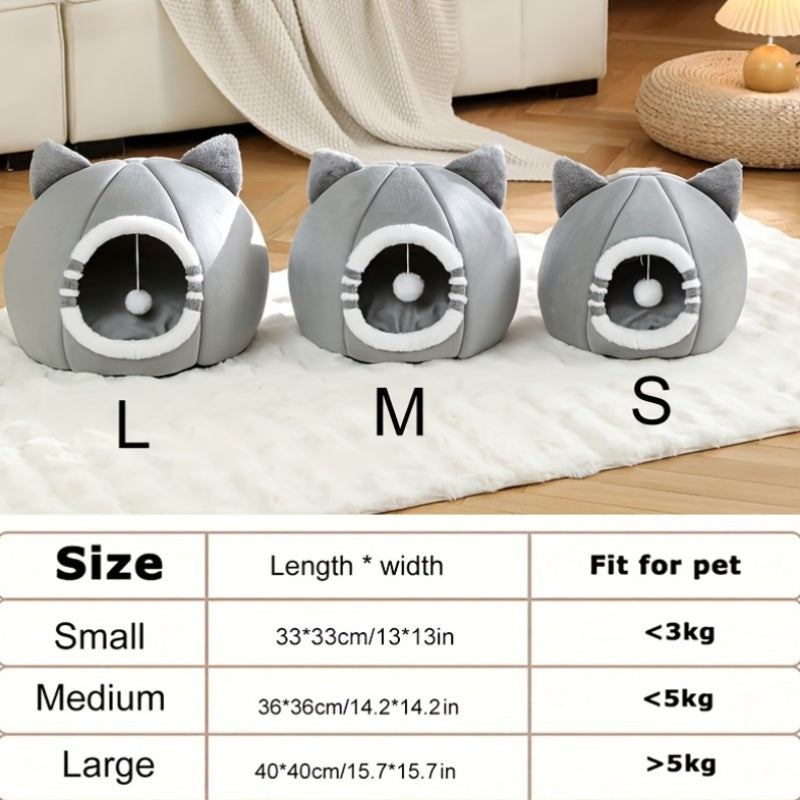 Cama para gatos de interior, casinha lavável à máquina com tapete macio, ideal para todas as raças de gatos, perfeita para um sono profundo.