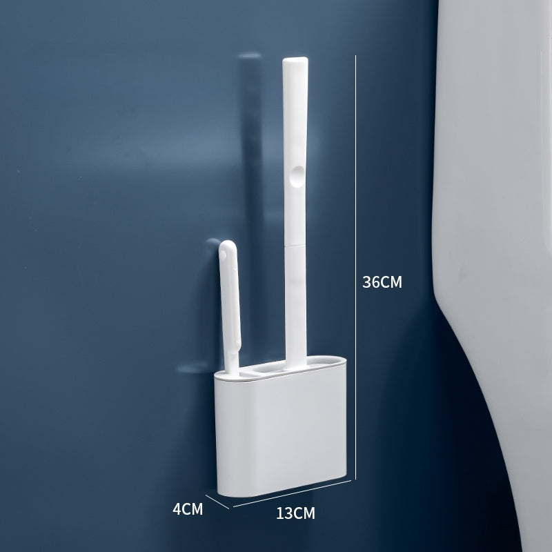 Escova de silicone 2 em 1 para vaso sanitário - Base para banheiro privativo, alta eficiência