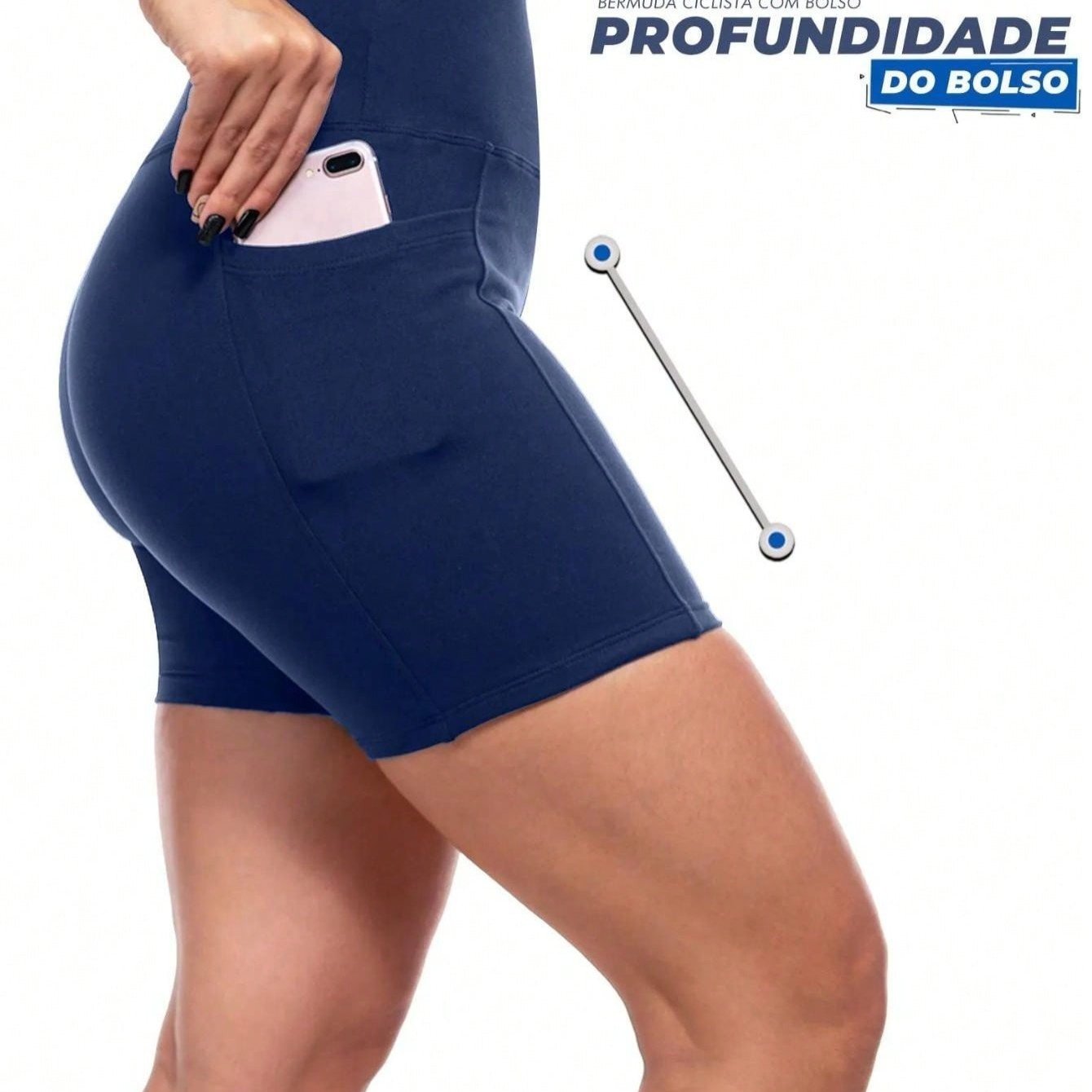 Shorts de ginástica com bolso, modelador que levanta o bumbum e cintura alta.