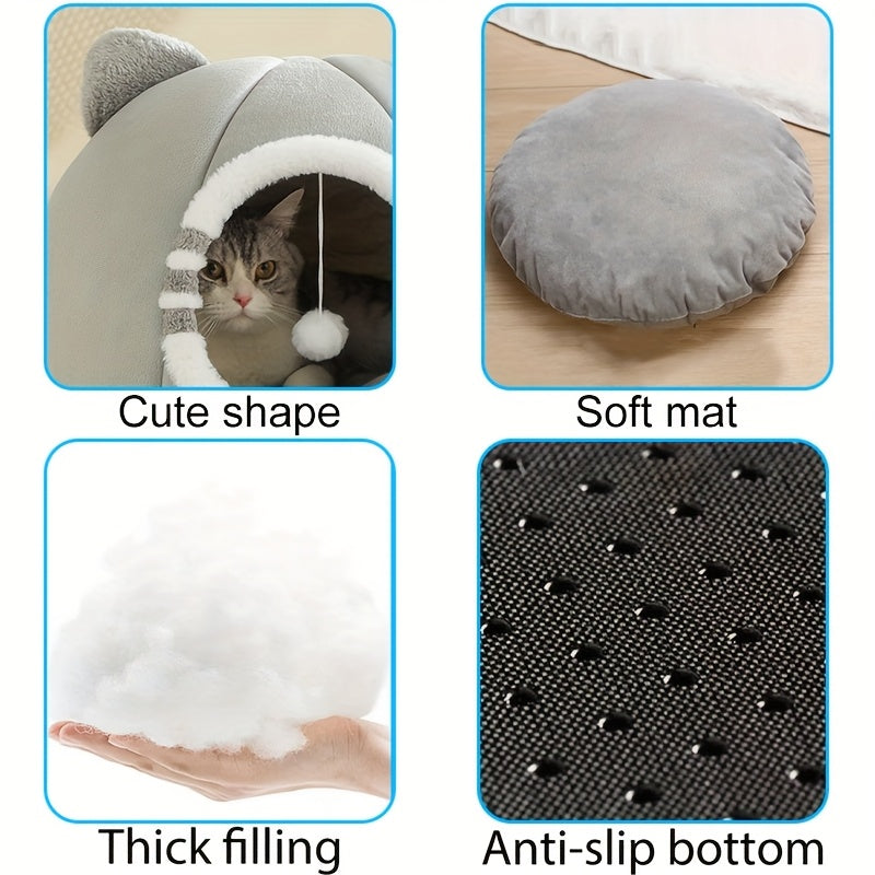 Cama para gatos de interior, casinha lavável à máquina com tapete macio, ideal para todas as raças de gatos, perfeita para um sono profundo.