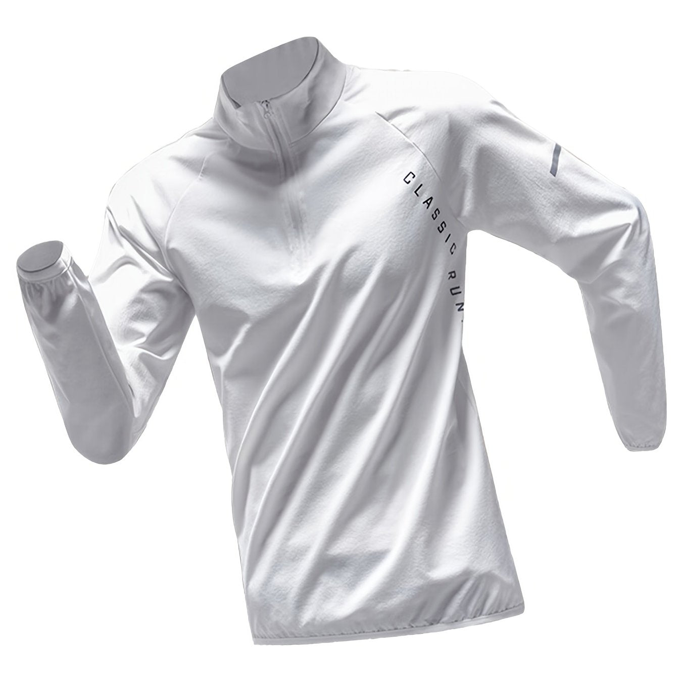 Camiseta Esportiva Masculina de Manga Comprida com Meio Zíper