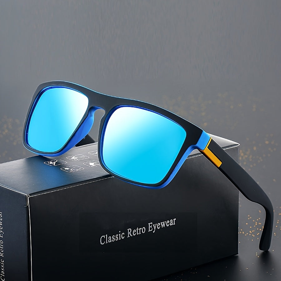 Óculos de grau quadrados retrô clássico, Antirreflexo, armação completa, lentes azul-gelo, estampa preta,design elegante e durável | Óculos estilo retrô