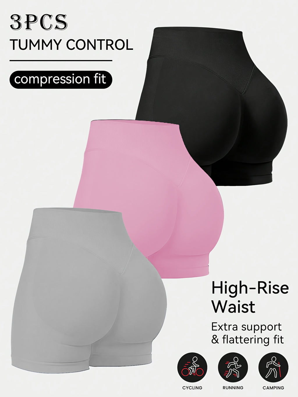 Conjunto de 3 shorts de treino femininos,