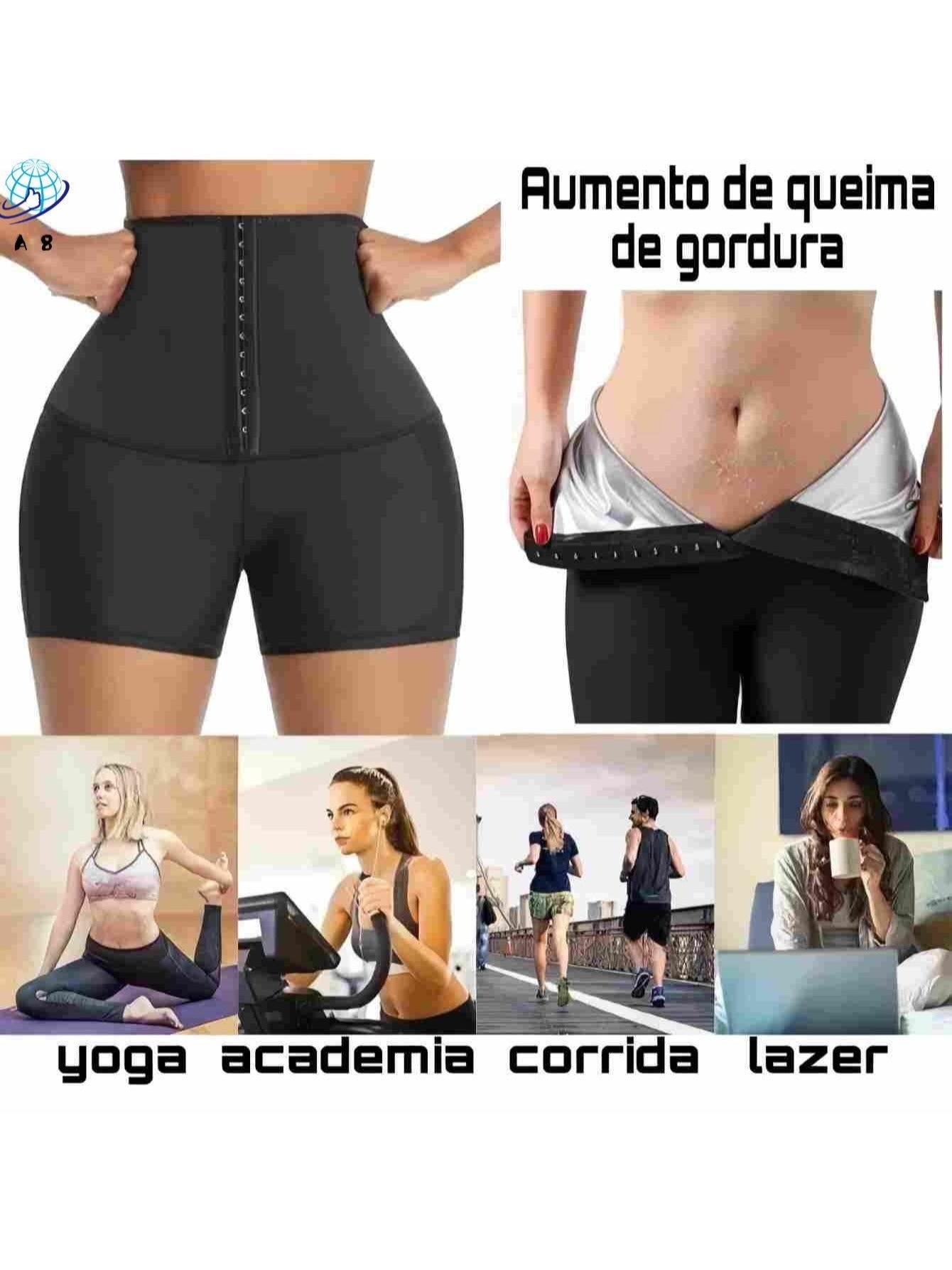 Short Legging Sauna Feminina de Cintura Alta
