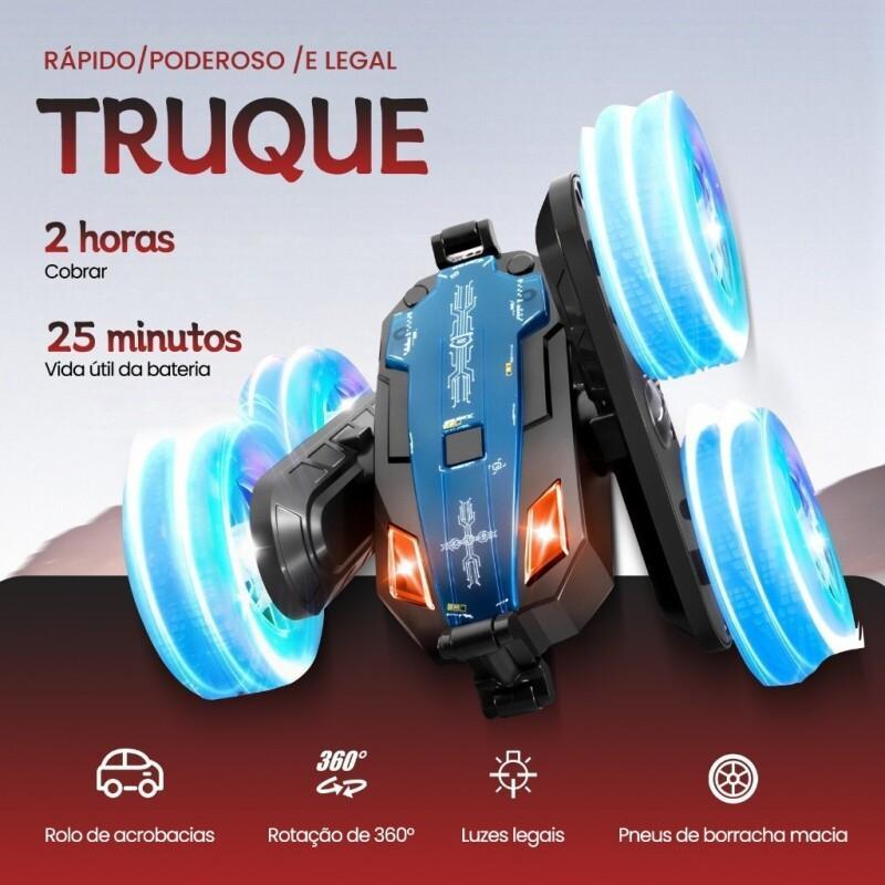 Carro de Acrobacias com Controle Remoto – Controle Duplo, 360°, Luzes