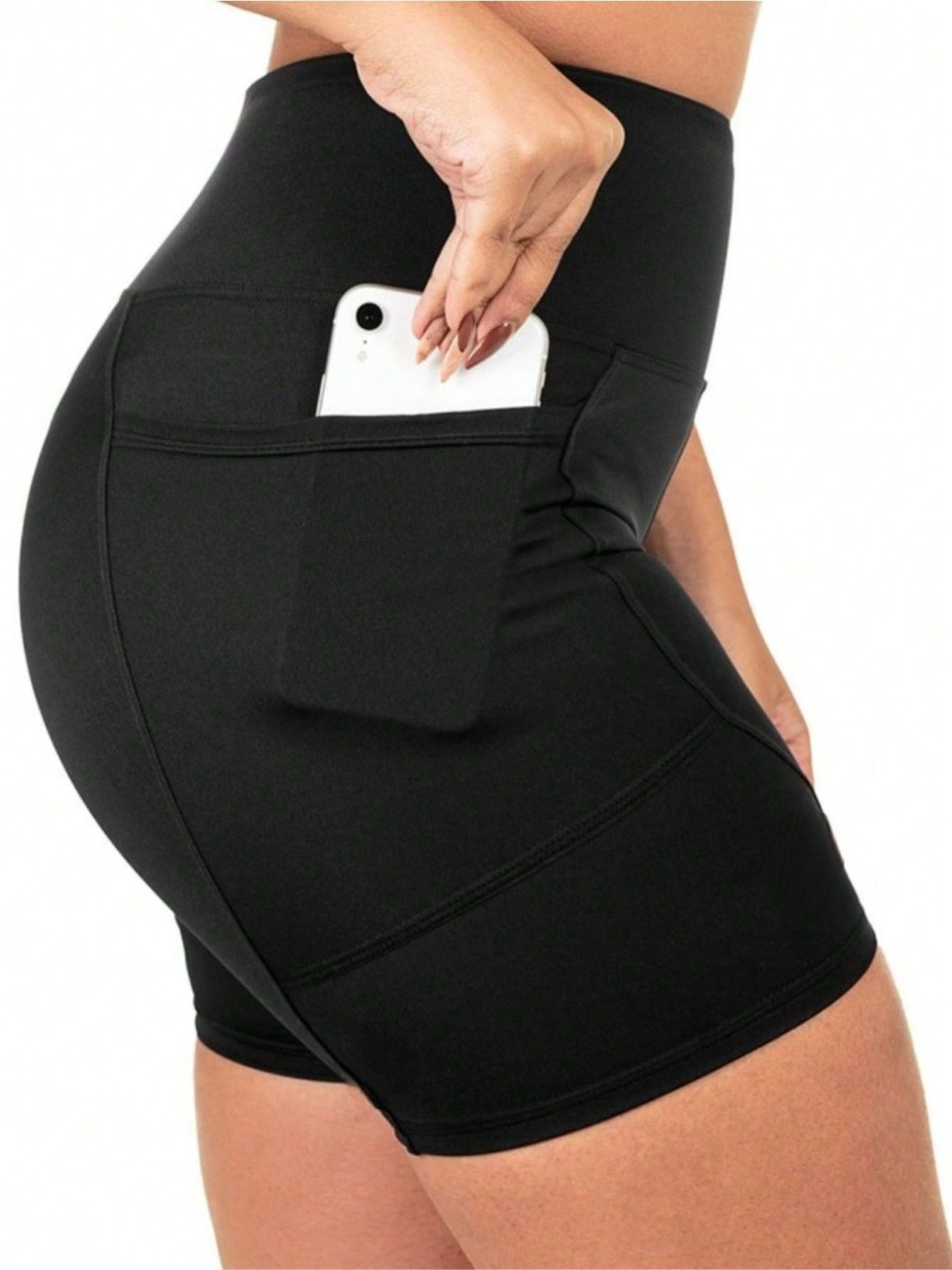 Shorts de ginástica com bolso, modelador que levanta o bumbum e cintura alta.
