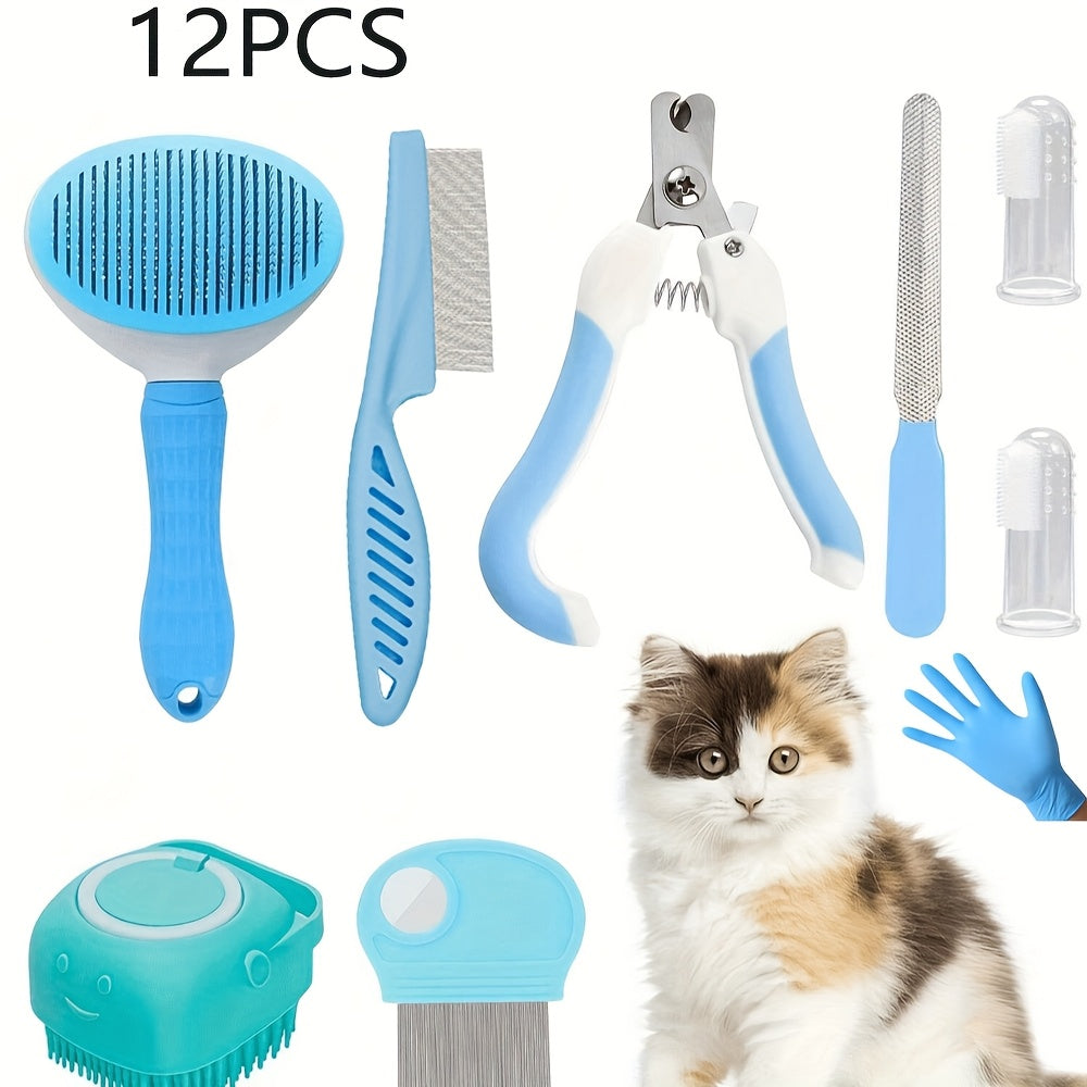 Kit de luxo para higiene de cães e gatos com 7 ou 12 peças