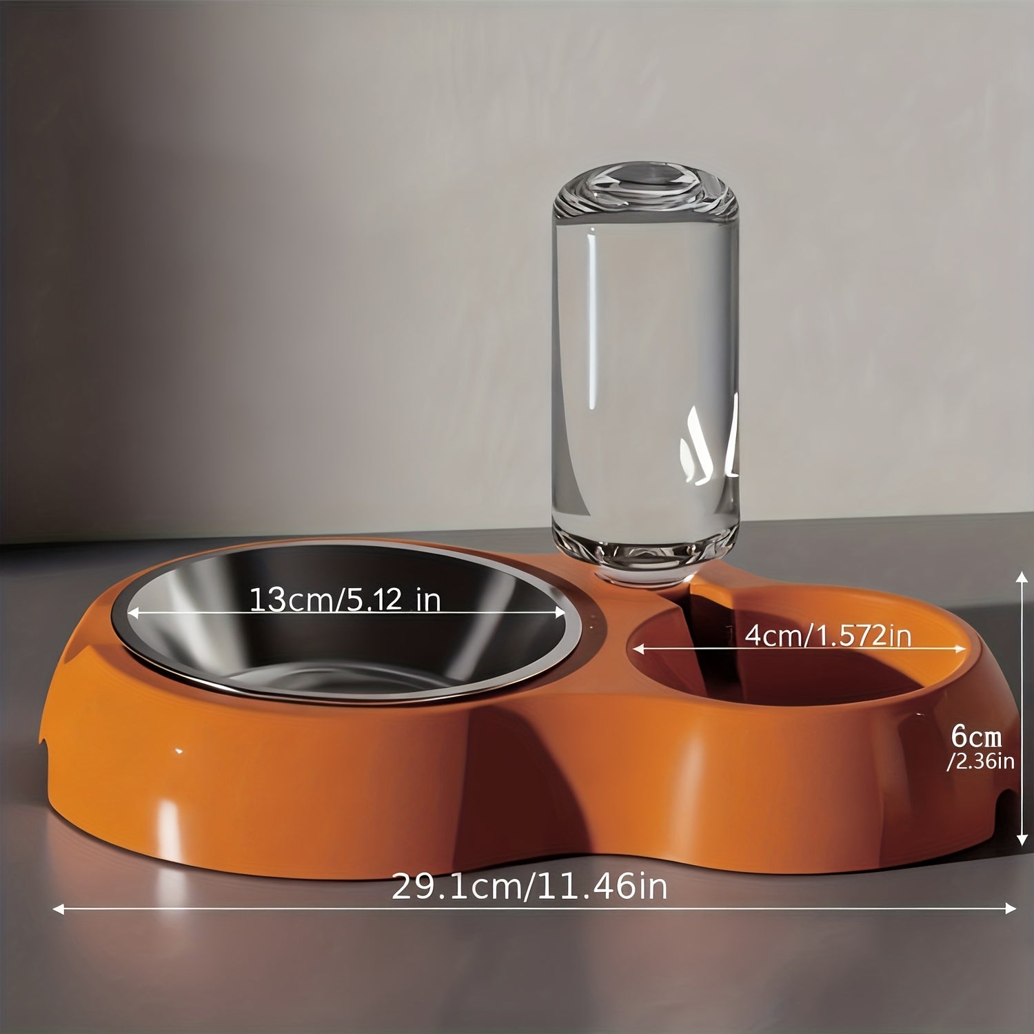 Tigela dupla para cães e gatos - Dispensador de água + comedouro, base antiderrapante e PP durável, fácil de limpar e que economiza espaço para gatos e cães de pequeno porte (sem necessidade de pilhas)