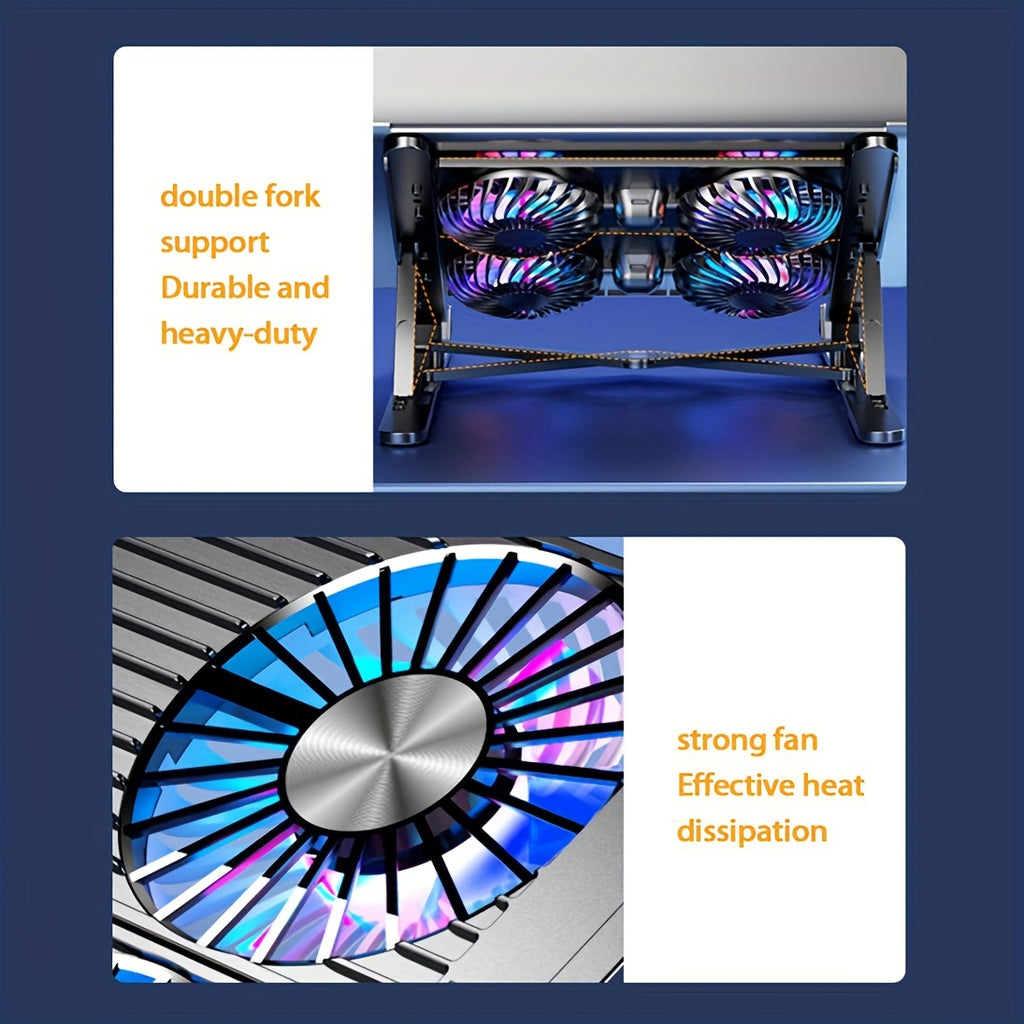 Suporte dobrável para laptop com cooler, compatível com laptops de 11 a 17,3 polegadas