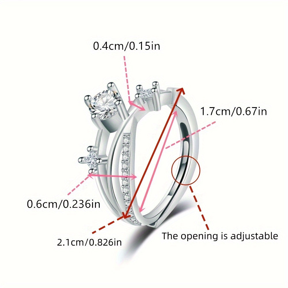 Anel feminino de cobre com zircônia cúbica, joia luxuosa, ajustável de alta qualidade banhado a ouro/ouro rosa