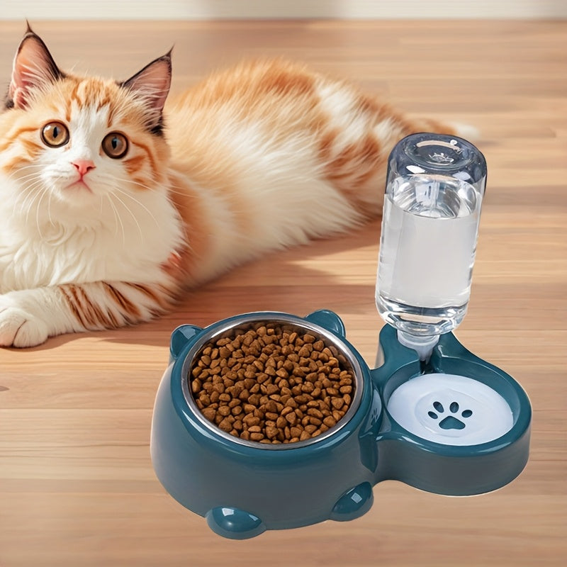 Tigela dupla para animais de estimação em aço inoxidável