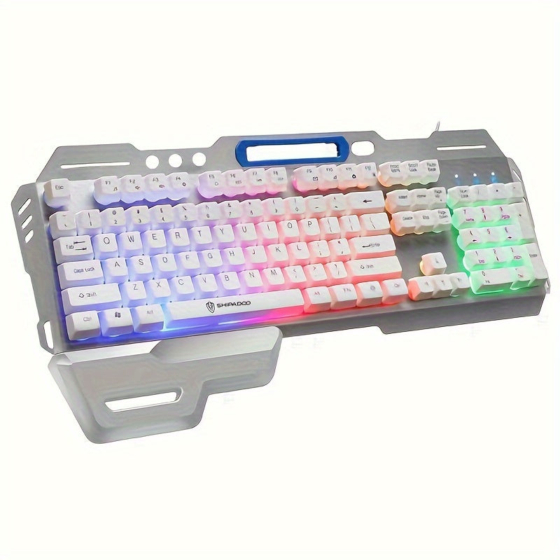 Conjunto ROG Gamer Branco com Teclado e Mouse com Fio, USB/Retroiluminação Arco-Íris, Teclado com Sensação Mecânica e Mouse com DPI Ajustável para PC, PS4, PS5 e Xbox (2 peças/1 conjunto).